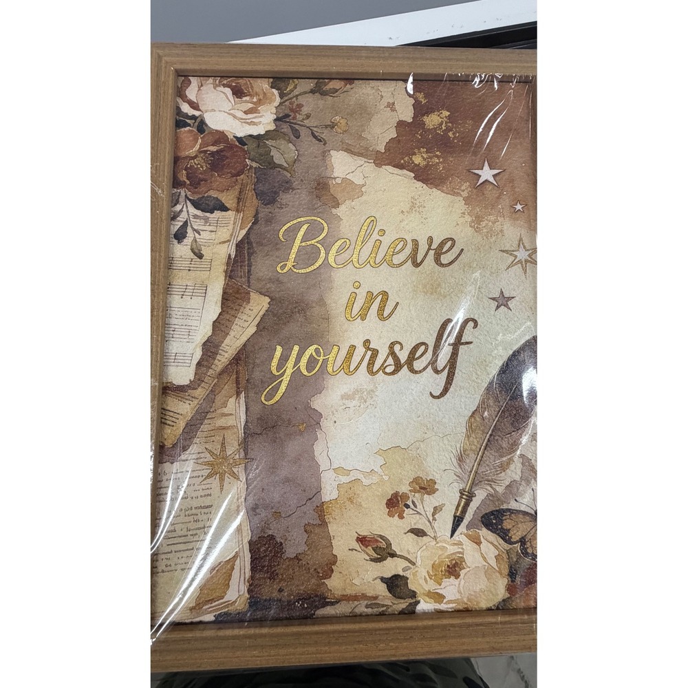 Believe In Yourself Framed Wall Art Vintage Floral Motivational Decor 12x16 - Picture 7 of 7